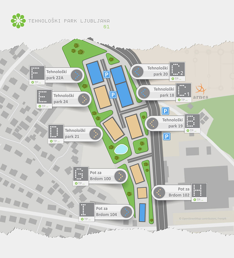 Map of Technology Park Ljubljana Brdo